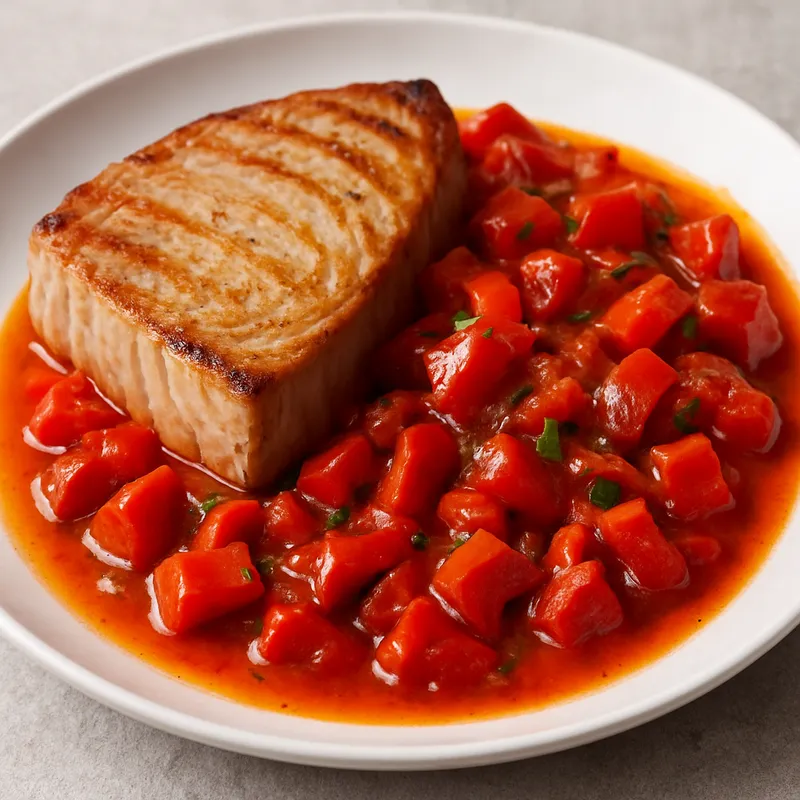 Thunfisch mit Tomaten-Paprika-Sauce