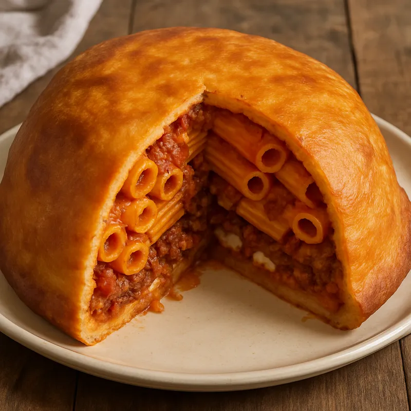 Timpano (Italienische gebackene Pastahaube)