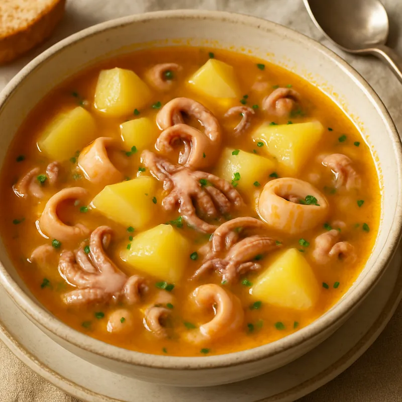Tintenfisch-Kartoffelsuppe