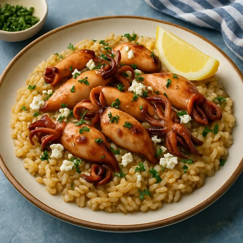 Tintenfisch-Risotto auf griechische Art