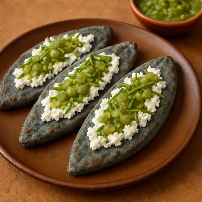Tlacoyos mit Requeson-Käse