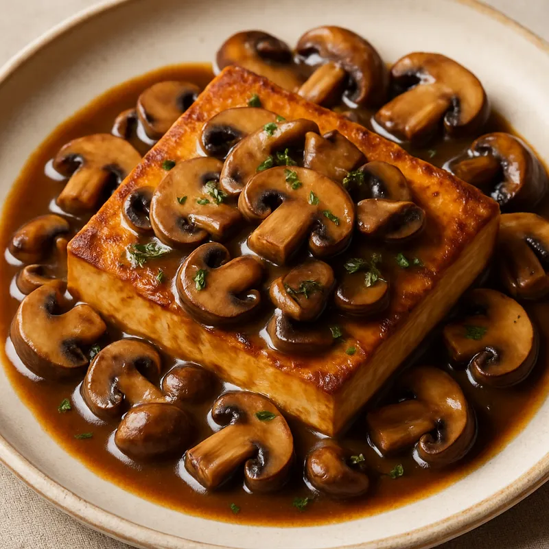 Tofusteak mit Pilzsauce