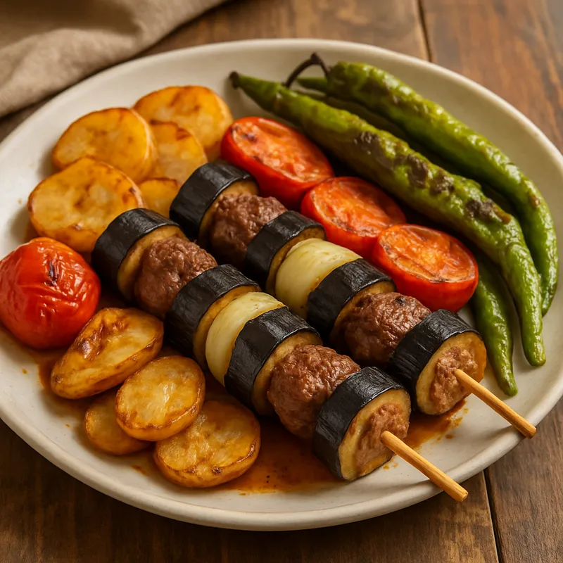 Tokat-Kebab (Tokat Fleisch-Gemüse-Spieß)