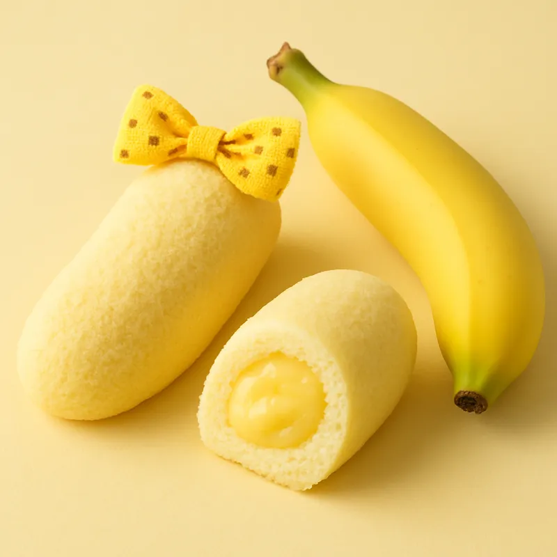 Tokyo Banana (Japanischer bananenförmiger Biskuitkuchen mit Bananencreme)