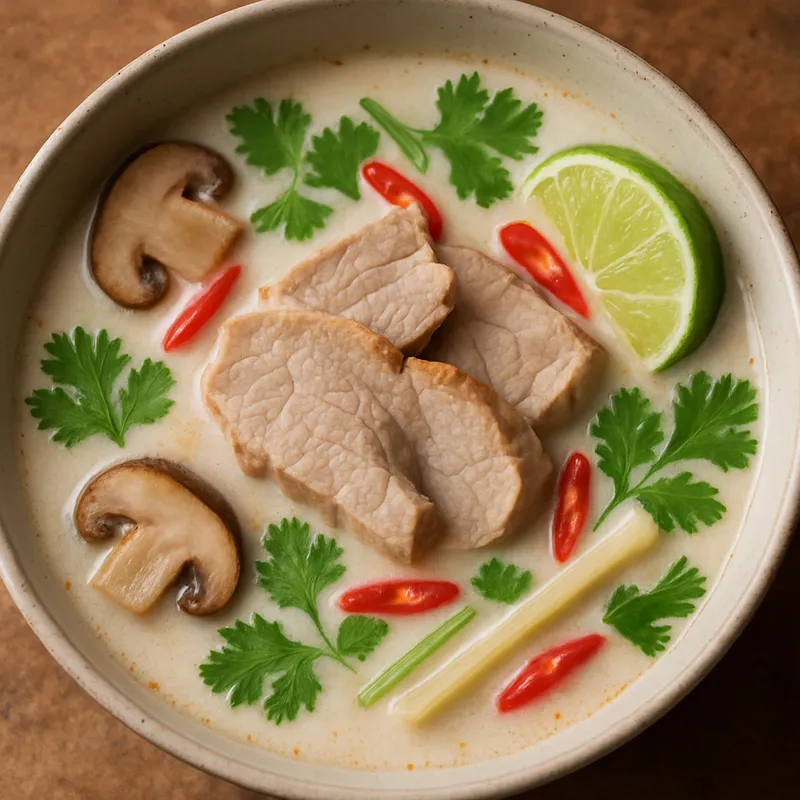 Tom Kha Moo (Kokos-Schweinefleischsuppe)
