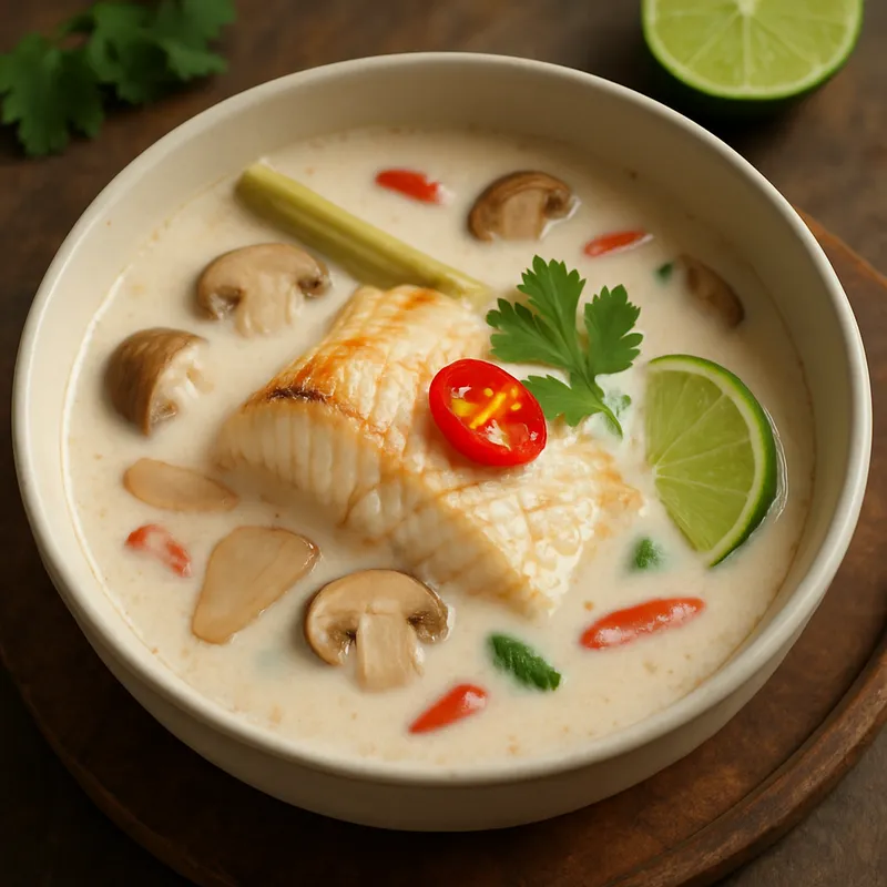 Tom Kha Pla Duk (Kokos-Welssuppe)