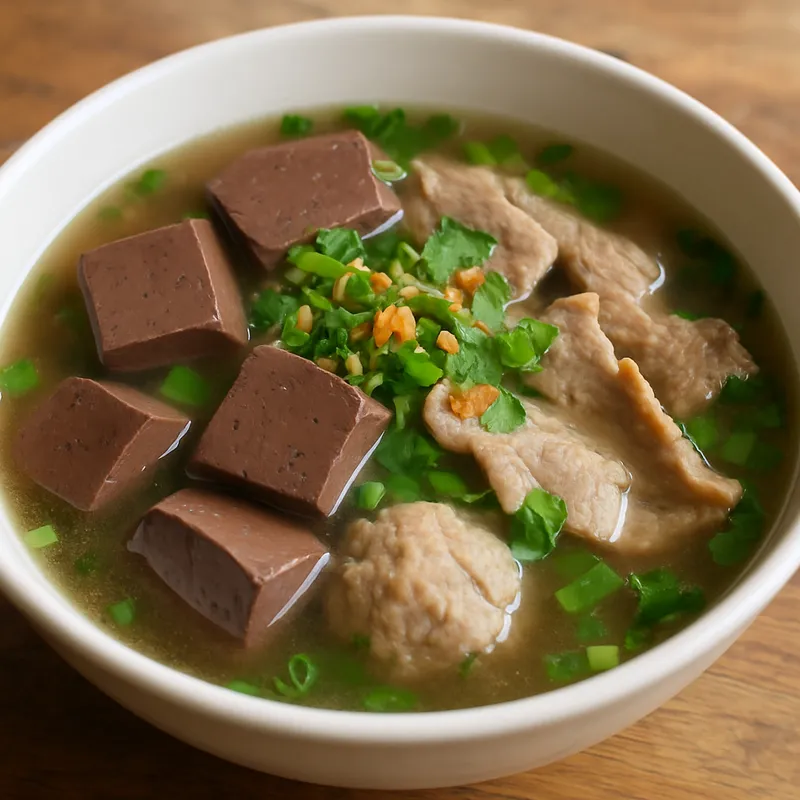 Tom Lueat Moo (Thailändische Schweineblutsuppe)