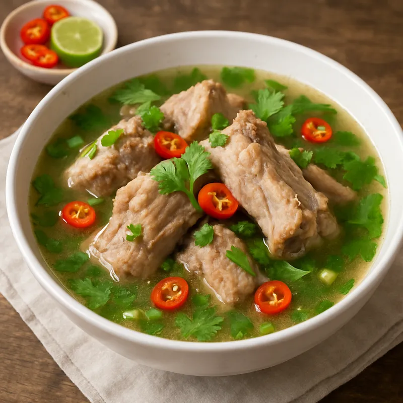 Tom Sap Kradook Moo (Würzige Schweinsrippchensuppe)