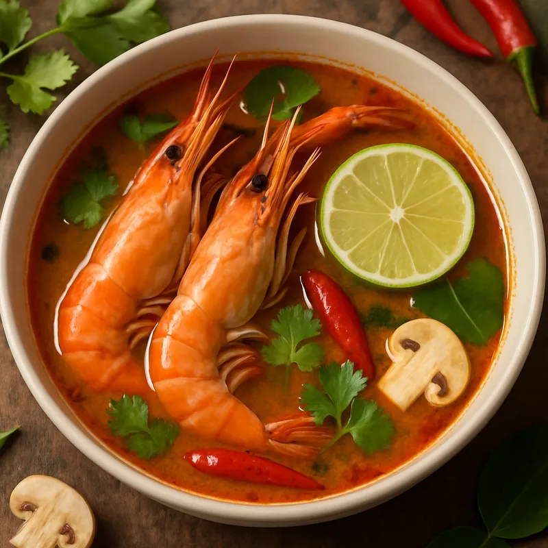 Tom Yum Goong Mae Nam (Riesenflussgarnen-Suppe)