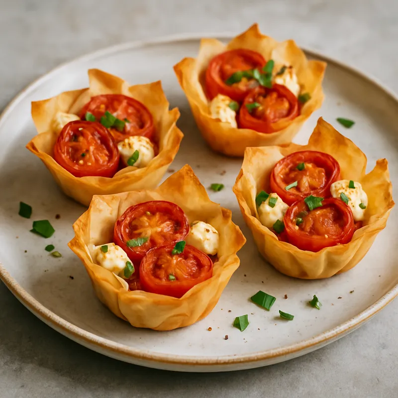 Tomaten-Feta-Filoteig-Törtchen