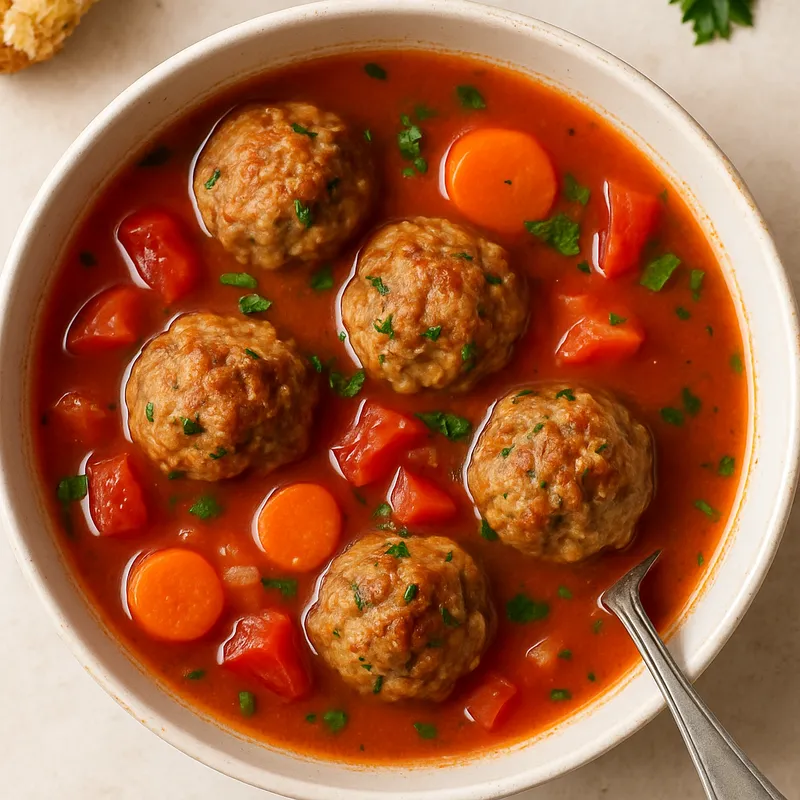 Tomaten-Fleischbällchen-Suppe