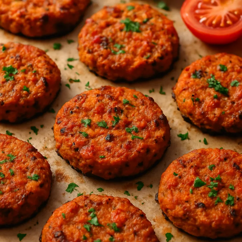 Tomatokeftedes aus dem Ofen (Gebackene griechische Tomatenlaibchen)