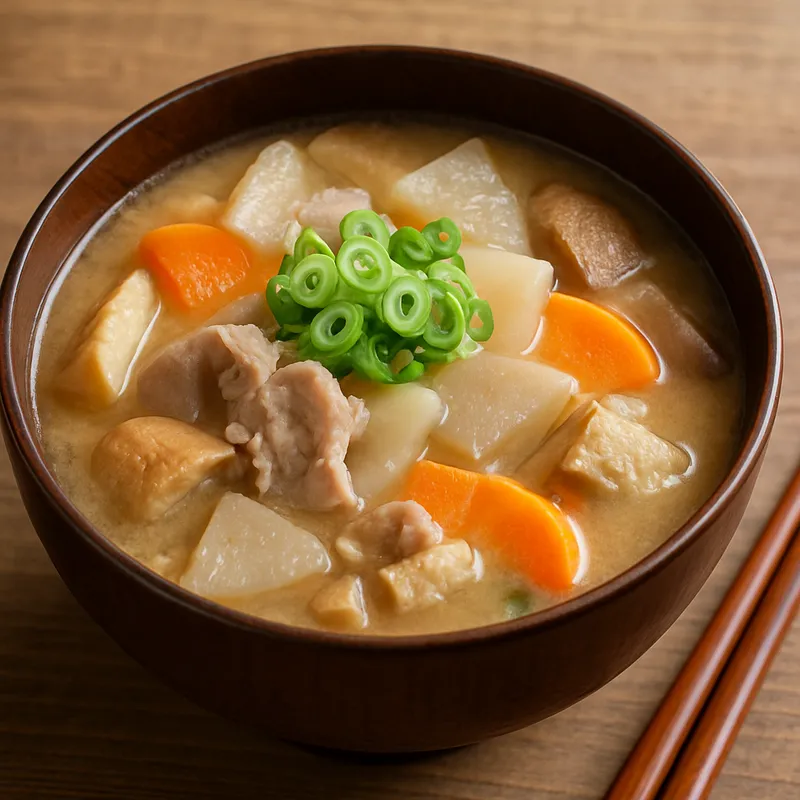 Tonjiru (Japanische Schweinefleisch-Misosuppe)