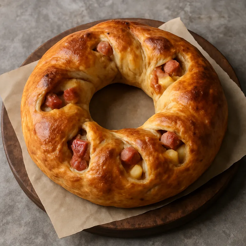 Tortano Napoletano (Neapolitanisches herzhaftes Hefekringel)