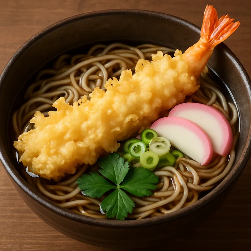 Toshikoshi Tempura Soba (Silvester-Tempura-Buchweizennudeln)