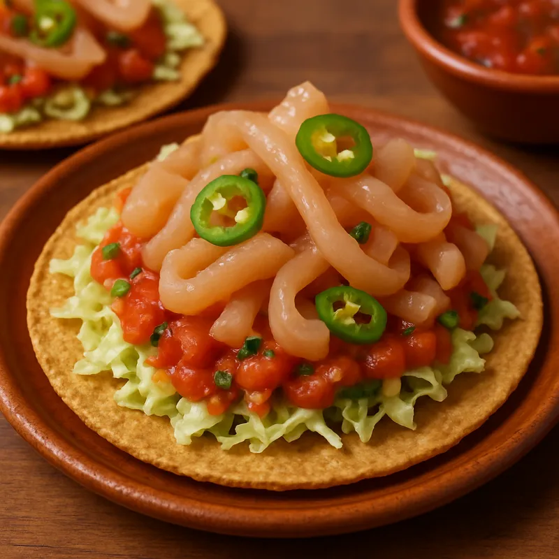 Tostadas de Cueritos (Tostadas mit eingelegter Schweinshaut)