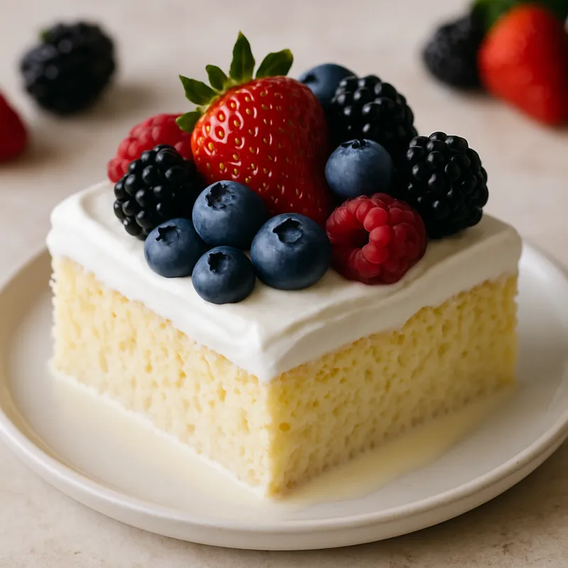 Tres Leches Kuchen mit Früchten