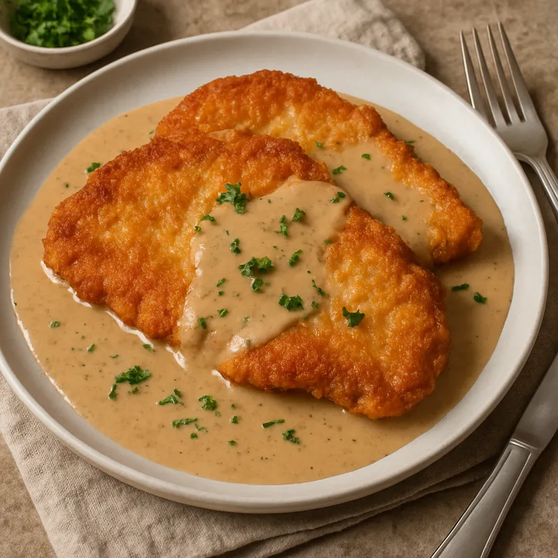Truthahn-Schnitzel in Rahmsauce