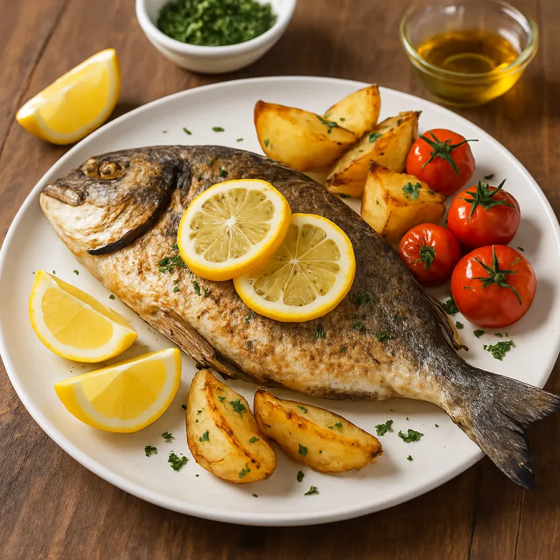 Tsipoura Fournou (Gebackene Dorade)
