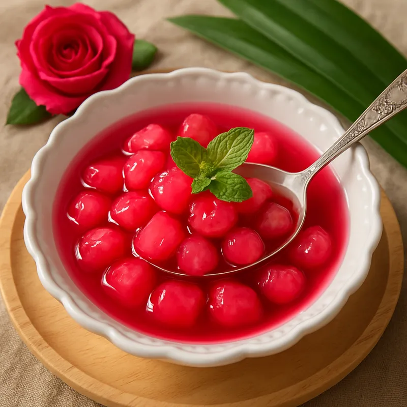 Tub Tim Siam (Wasserkastanien in Rosensirup)