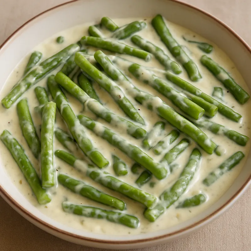 Vendée-Bohnen in Sahnesauce