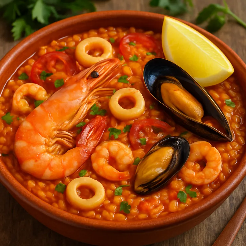 Veracruz Arroz a la Tumbada (Meeresfrüchte-Reis nach Veracruz-Art)