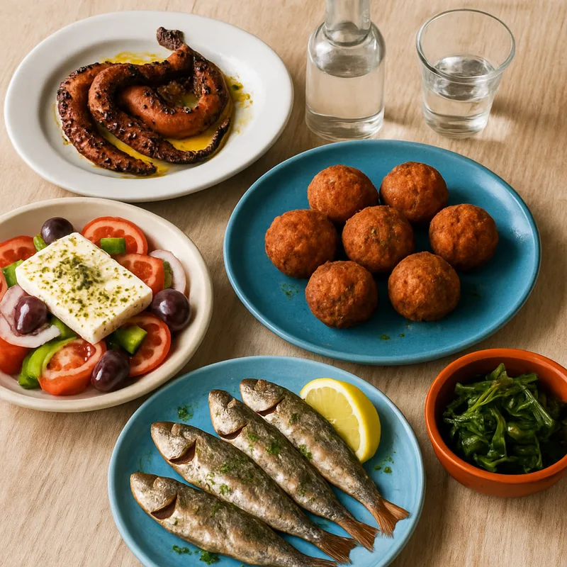 Volos Tsipouradiko Meze (Kleine Gerichte einer Tsipouro-Bar in Volos)