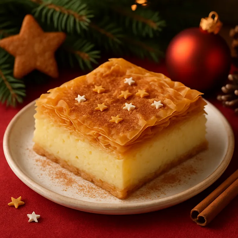 Weihnachtliches Galaktoboureko (Griechische Grießkuchentorte)