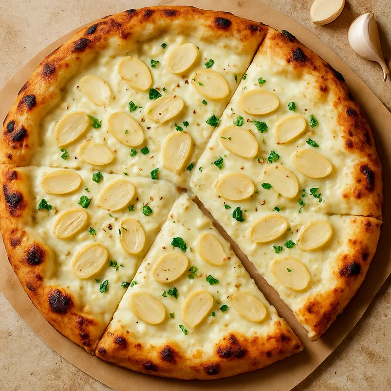 Weiße Knoblauchpizza