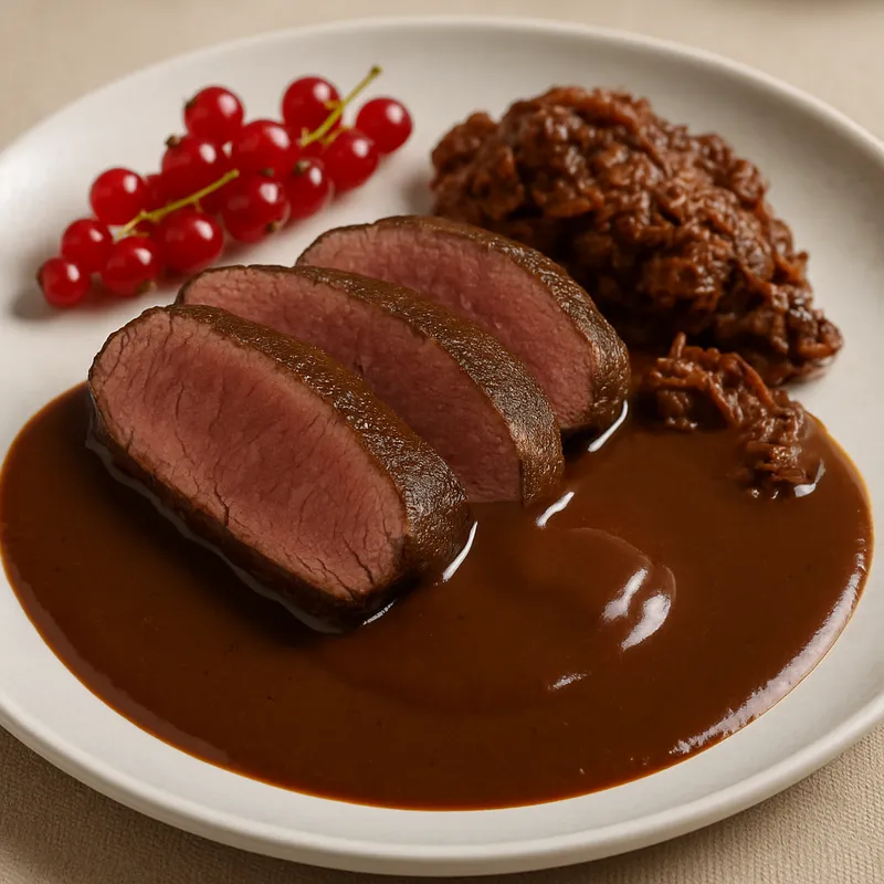Wildkeulenrücken Grand Veneur (Rehsattel mit Grand-Veneur-Sauce)