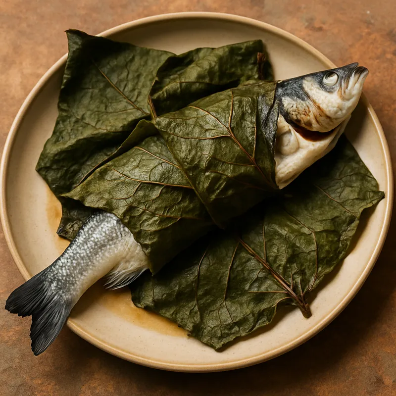 Wolfsbarsch in Hoja-Santa-Blättern (Robalo en Hoja Santa)