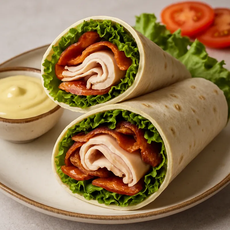 Wrap-Sandwich mit Truthahn und Speck