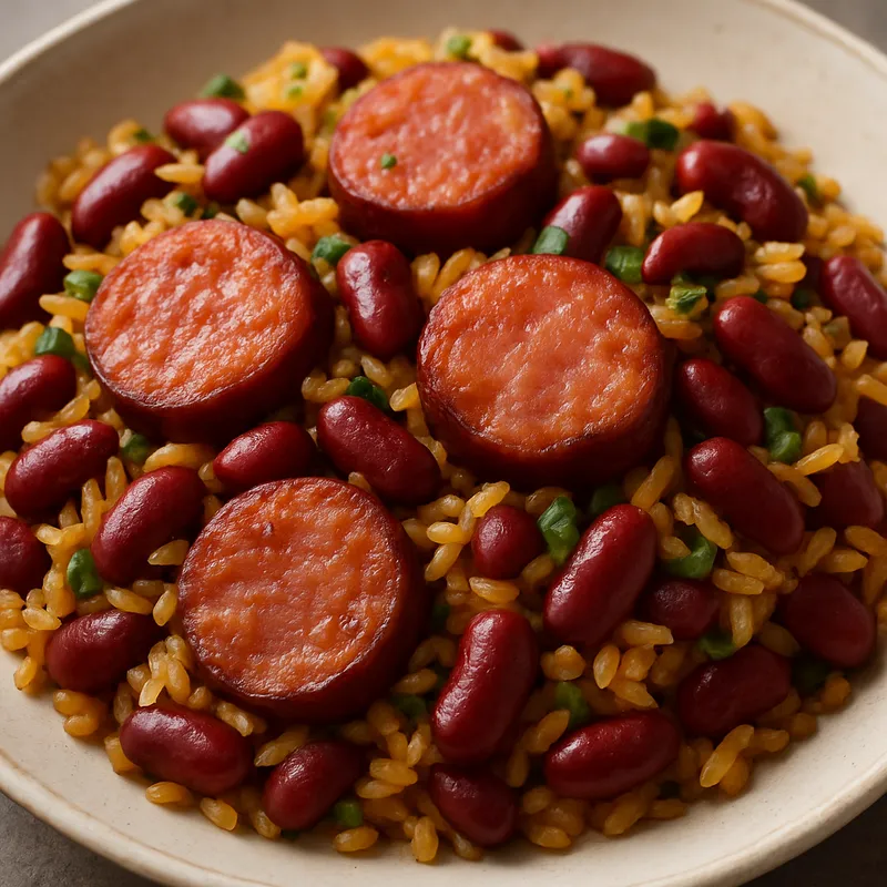 Wurst-Bohnen-Reis