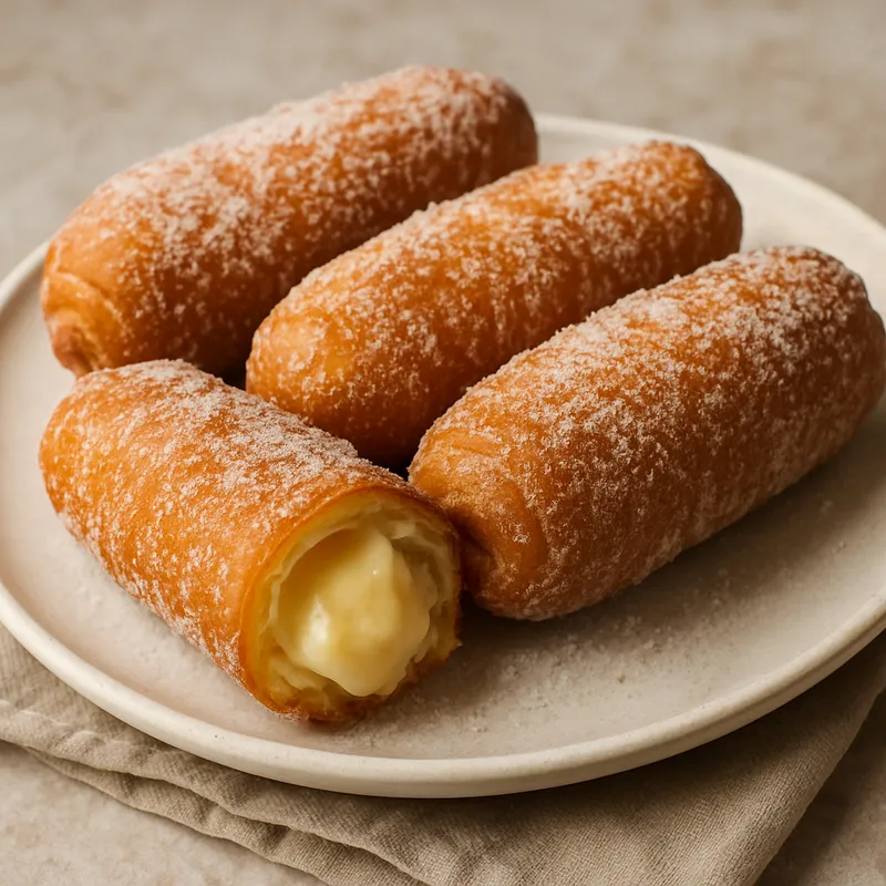 Xuixos de Girona (Frittierte Gebäcktaschen mit Cremefüllung)