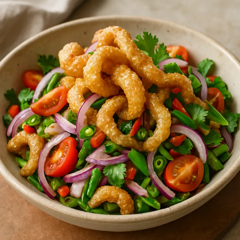 Yam Khaep Moo (Knuspriger Schweinsschwarten-Salat)