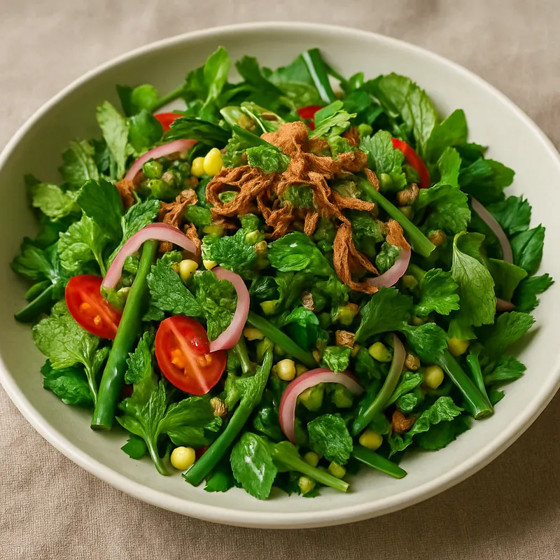 Yam Kob Phak (Gemischter Kräuter- und Gemüsesalat)