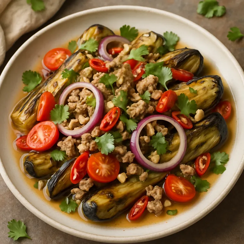 Yam Makeua Yao (Gegrillter Auberginensalat)