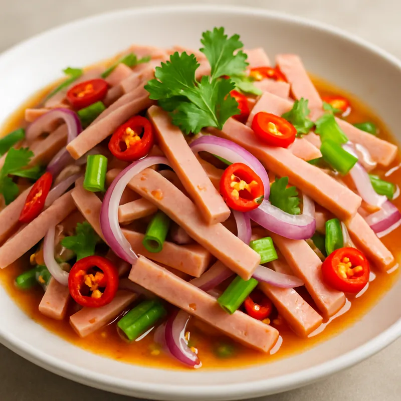 Yam Mu Yo Schinkenworst-Salat scharf