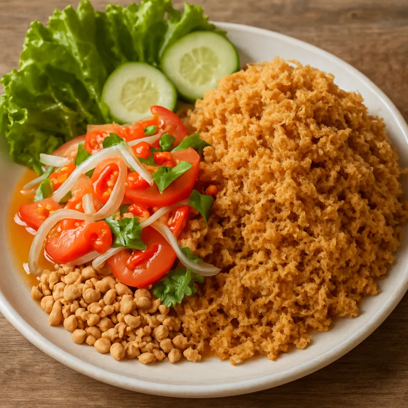 Yam Pla Duk Foo (Knuspriger Welsalat)