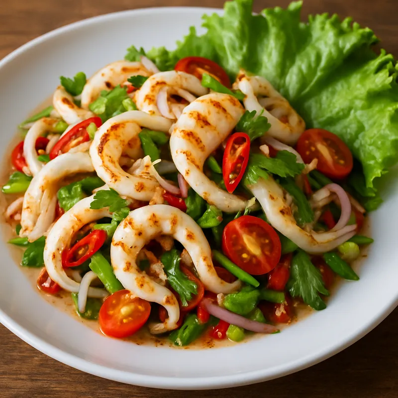 Yam Pla Meuk Yang (Gegrillter Tintenfischsalat)