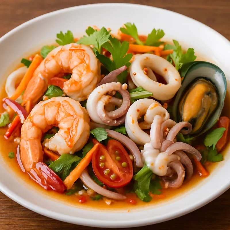 Yam Ruam Mitr (Gemischter Meeresfrüchtesalat)