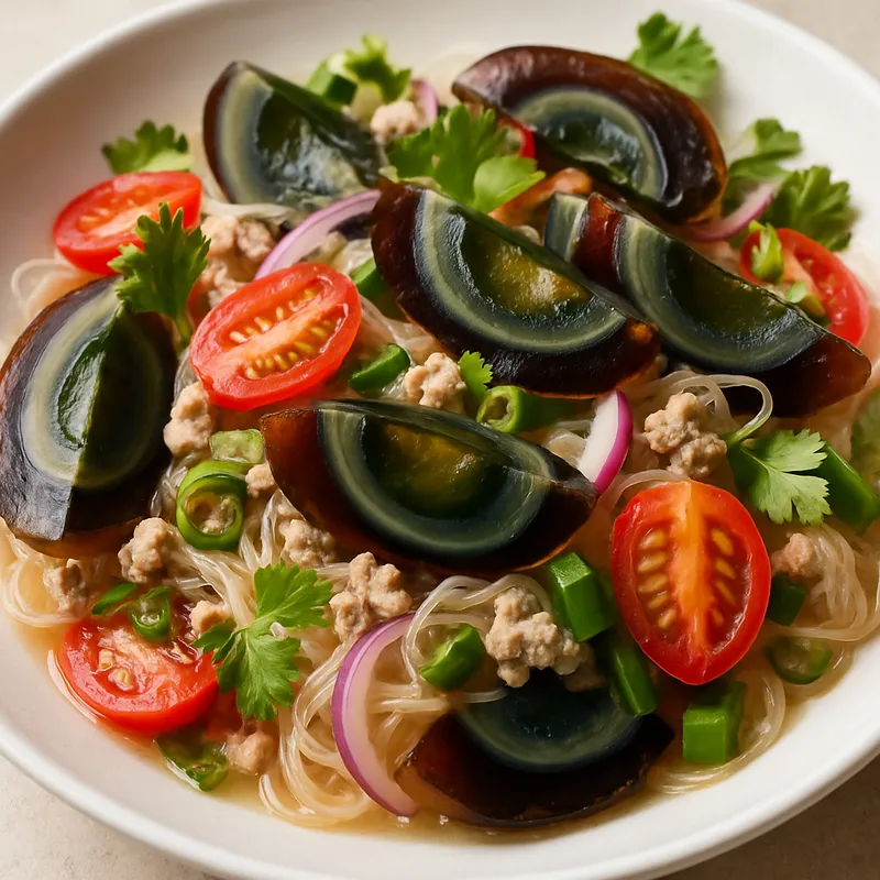 Yam Woon Sen Kai Yeow Ma (Glasnudelsalat mit Century-Ei)