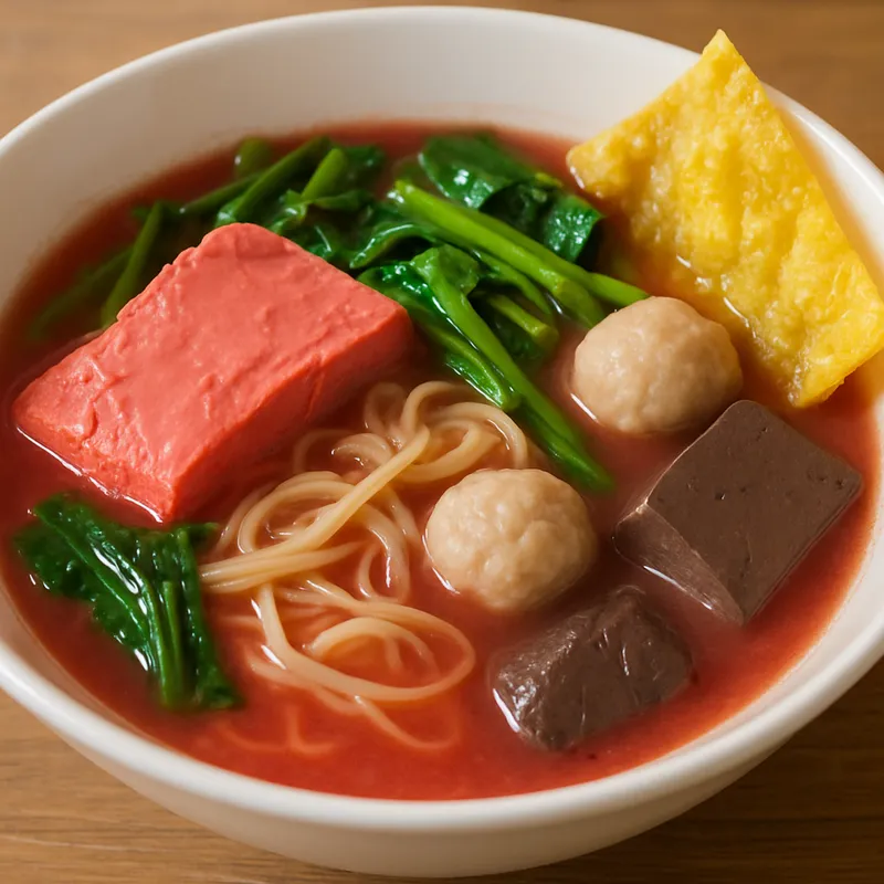 Yen Ta Fo (Pinke Nudelsuppe mit fermentiertem Tofu)