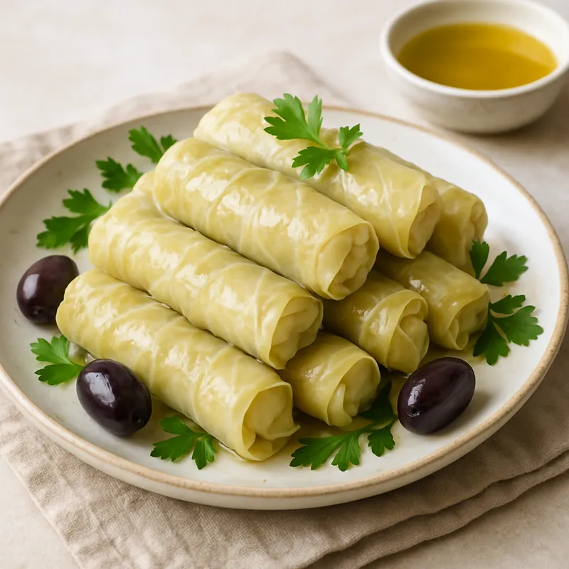 Zeytinlyagli Lahana Sarma (Gefüllte Kohlrouladen mit Olivenöl, kalt serviert)