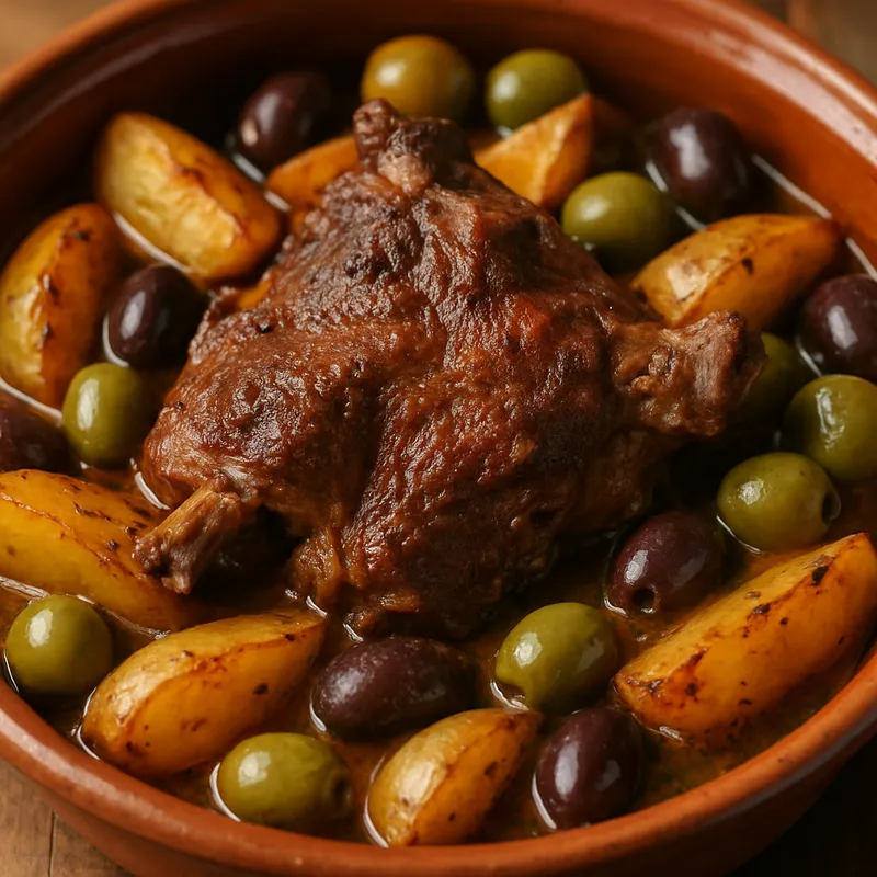Zicklein mit Kartoffeln und Oliven
