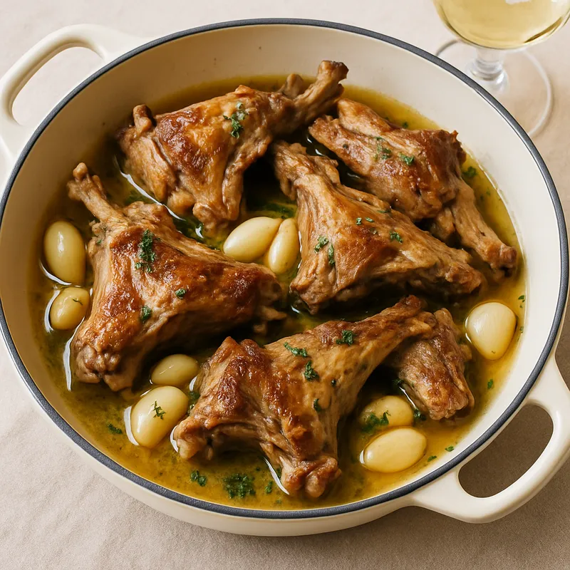 Zicklein mit Weißwein und Knoblauch